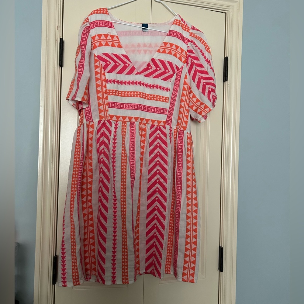 Old Navy Pink and Orange Aztec Dress